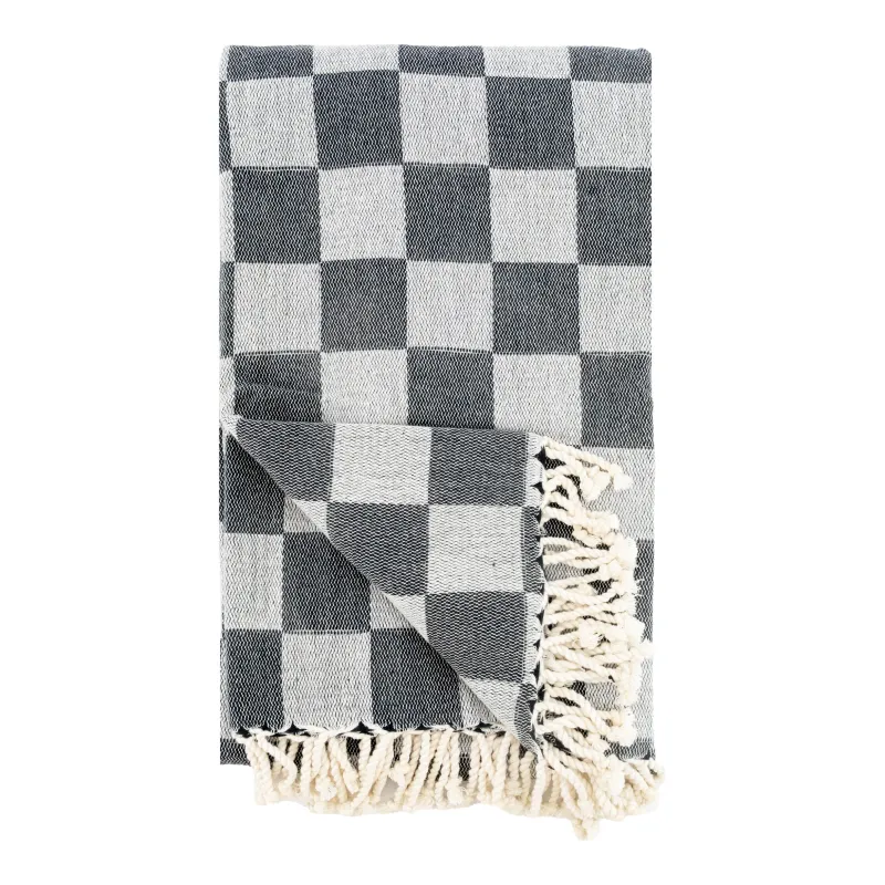 Plaid en coton damier