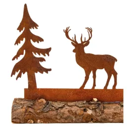 Décor cerfs et sapins en métal