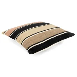 Coussin en laine et coton à rayures