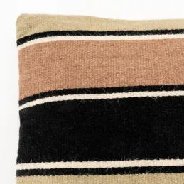 Coussin en laine et coton à rayures
