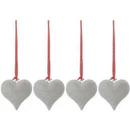 Coeur en métal laqué blanc lacet vichy