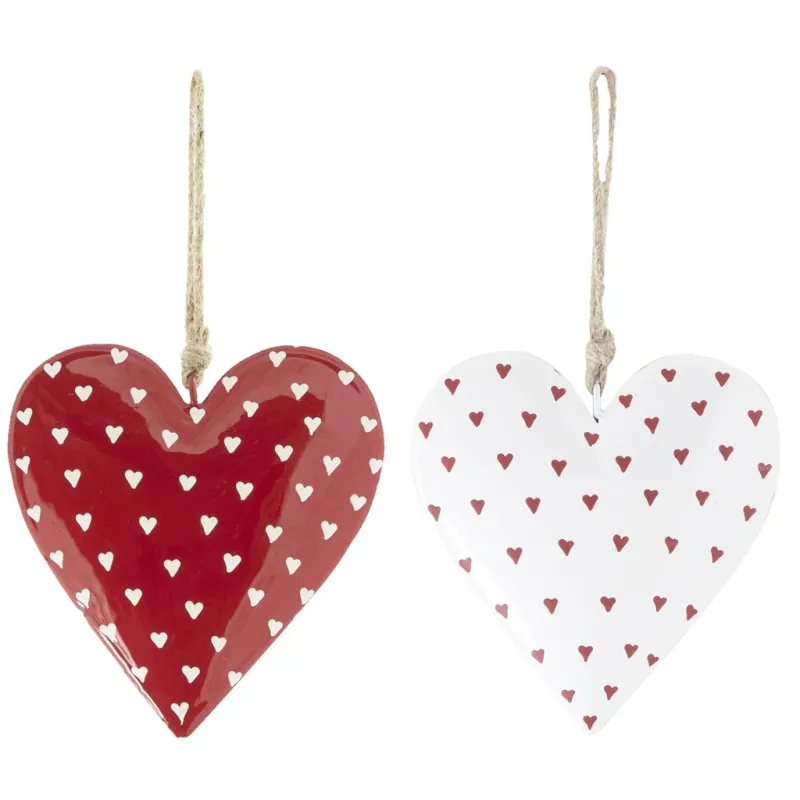 Coeurs en métal rouge et blanc