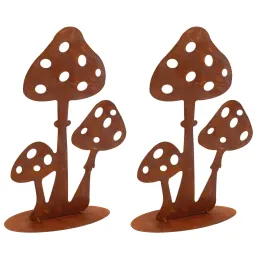 Décor champignons sur pied en métal vieilli