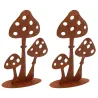 Décor champignons sur pied en métal vieilli