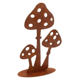 Décor champignons sur pied en métal vieilli