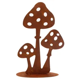 Décor champignons sur pied en métal vieilli