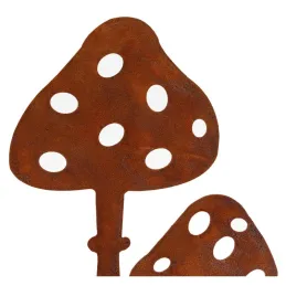 Décor champignons sur pied en métal vieilli