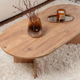 Table basse ovale en aggloméré Sable