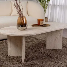 Table basse ovale en aggloméré Sable