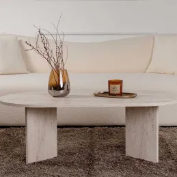 Table basse ovale en aggloméré Sable