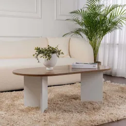 Table basse ovale en aggloméré Sable
