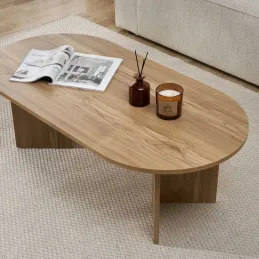 Table basse ovale en aggloméré Sable