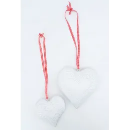 Coeur en métal laqué blanc