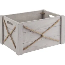 Caisse en bois patiné et corde (Lot de 3)