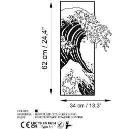 Décoration murale en métal Waves 34 x 62 cm