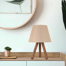 Lampe à poser trepieds bois et tissu Carla