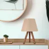 Lampe à poser trepieds bois et tissu Carla
