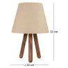 Lampe à poser trepieds bois et tissu Carla
