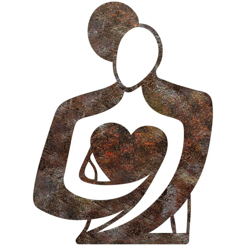 Décoration murale en métal Rusty Hug 52 x 70 cm