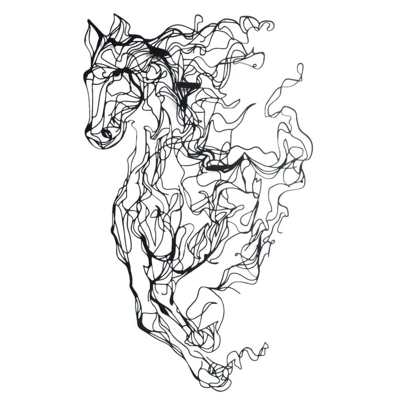 Décoration murale en métal Horse Line Art 41 x 66 cm