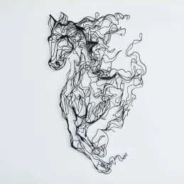 Décoration murale en métal Horse Line Art 41 x 66 cm
