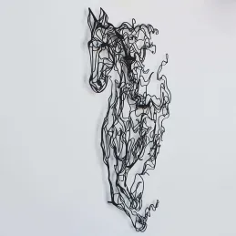 Décoration murale en métal Horse Line Art 41 x 66 cm