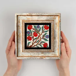 Tableau décoratif en bois et métal 20 x 20 cm