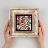 Tableau décoratif en bois et métal 20 x 20 cm