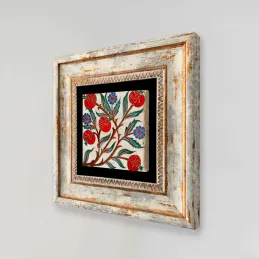 Tableau décoratif en bois et métal 20 x 20 cm