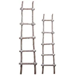 Echelle en bois patiné blanc (Lot de 2)