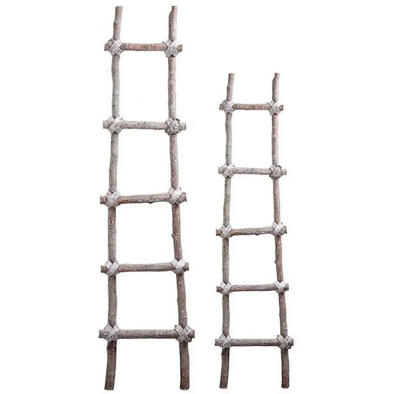 Echelle en bois patiné blanc (Lot de 2)