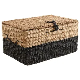 Malles en jonc de mer naturel et noir (lot de 3)