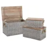 Coffre en poelet blanchi (Lot de 3)