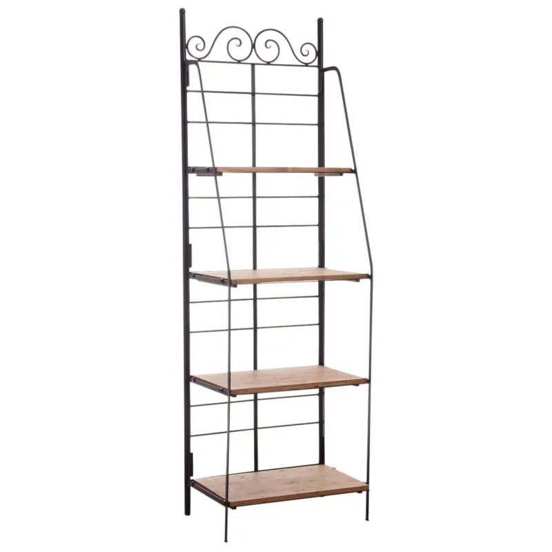 Etagère en métal et bois pliante