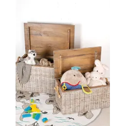Coffre en poelet blanchi (Lot de 2)