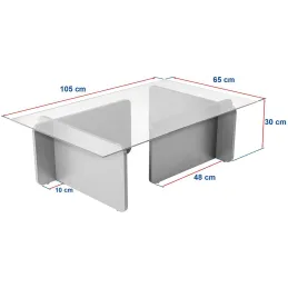 Table basse en verre et aggloméré Flavio