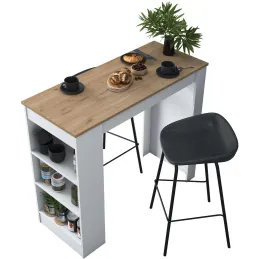 Table haute de cuisine avec étagères Janey