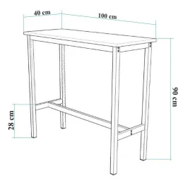Table Haute en aggloméré et métal 100 x 40 x 90 cm Mola