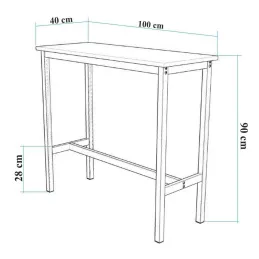 Table Haute en aggloméré et métal 100 x 40 x 90 cm Mola