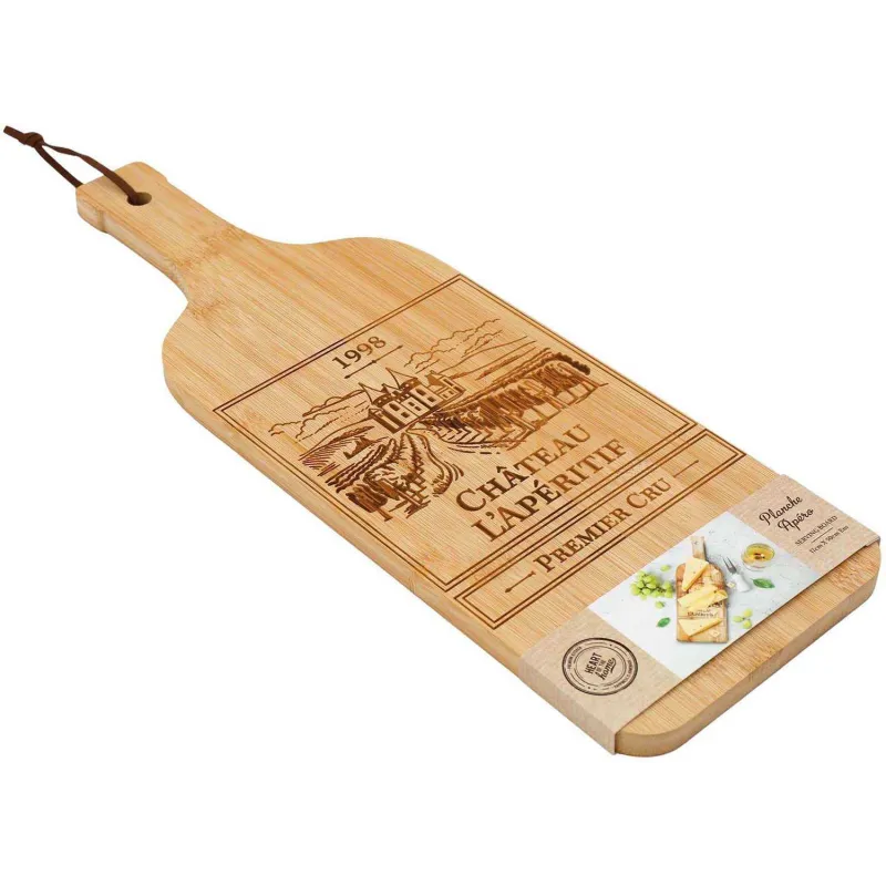 Planche apéro en bambou Bouteille de vin 50 cm