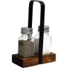 Set salière et poivrière support en acacia