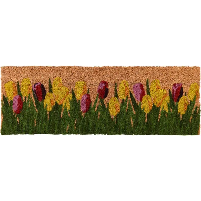 Paillasson en fibre de coco 75 x 25 cm Tulipes