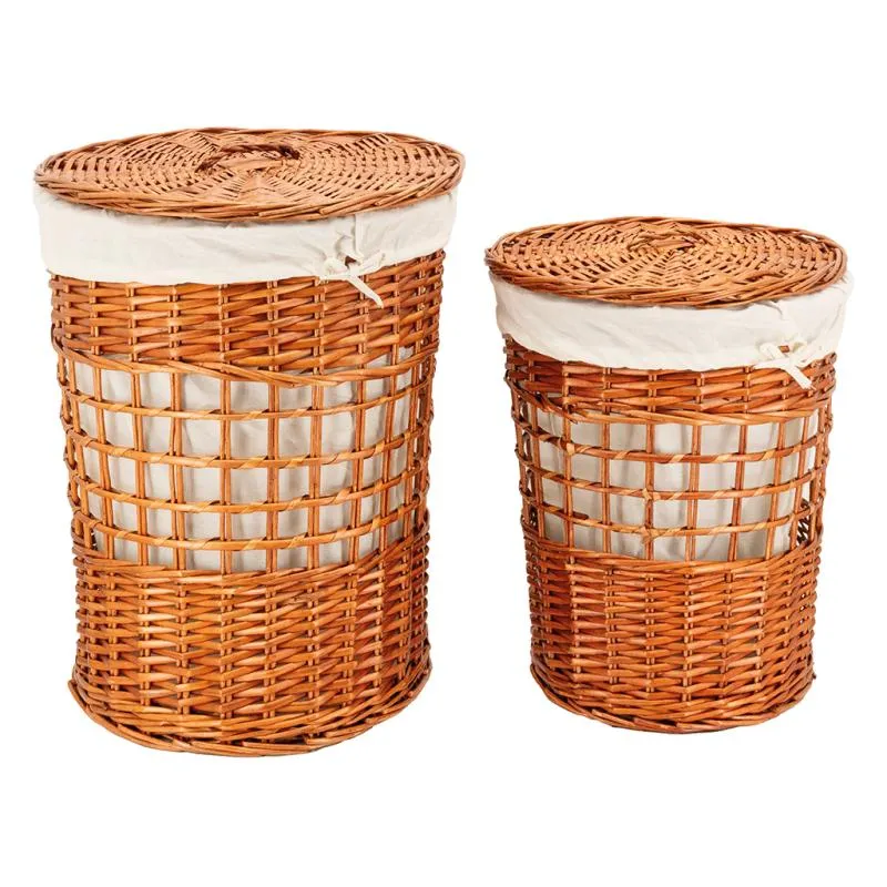 Coffres à linge en osier  naturel et coton