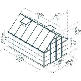 Serre de jardin en aluminium vert et polycarbonate Balance