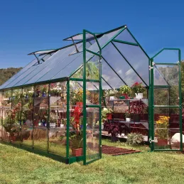 Serre de jardin en aluminium vert et polycarbonate Balance