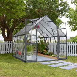 Serre de jardin en aluminium gris et polycarbonate Balance