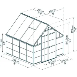 Serre de jardin en aluminium gris et polycarbonate Balance