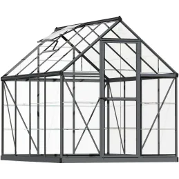 Serre de jardin en aluminium gris et polycarbonate Harmony