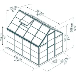 Serre de jardin en aluminium gris et polycarbonate Harmony