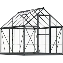 Serre de jardin en aluminium gris et polycarbonate Harmony